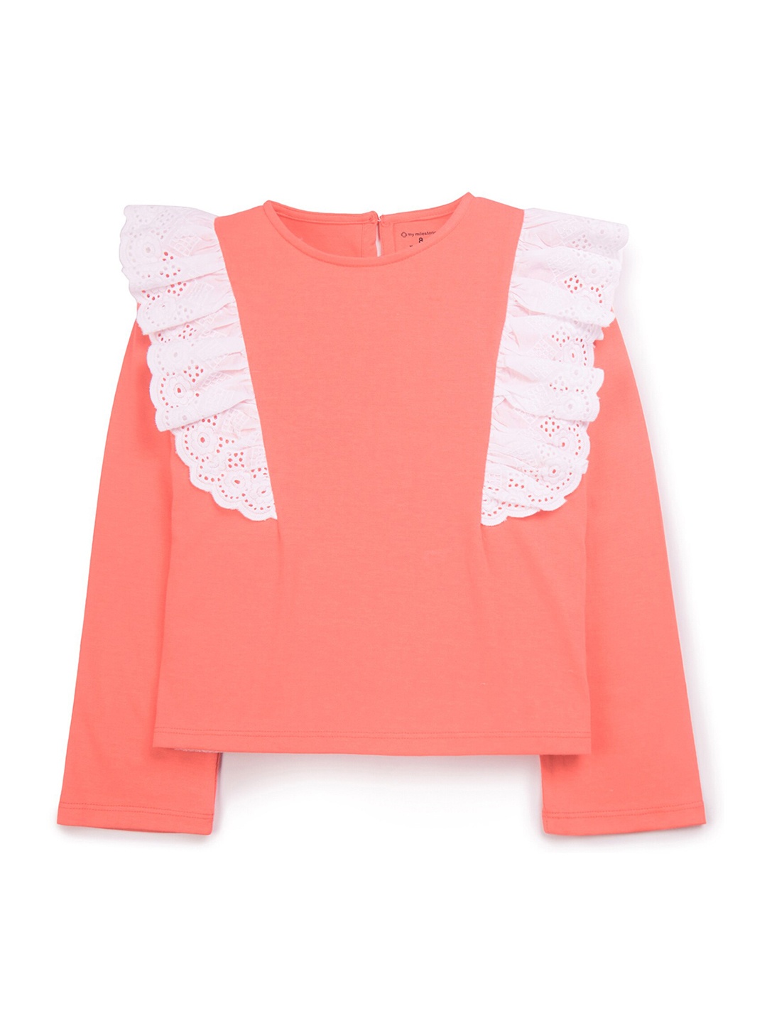 

My Milestones Girls Lace Up Cotton Top, Peach