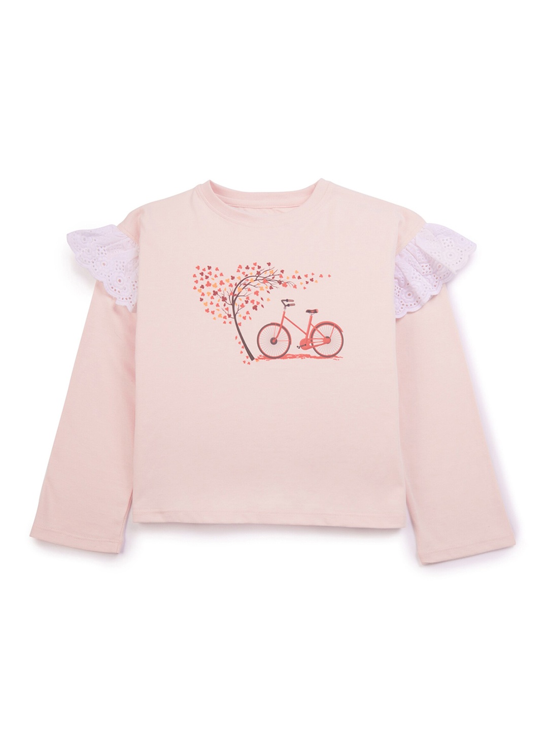 

My Milestones Girls Graphic Printed Cotton Top, Pink
