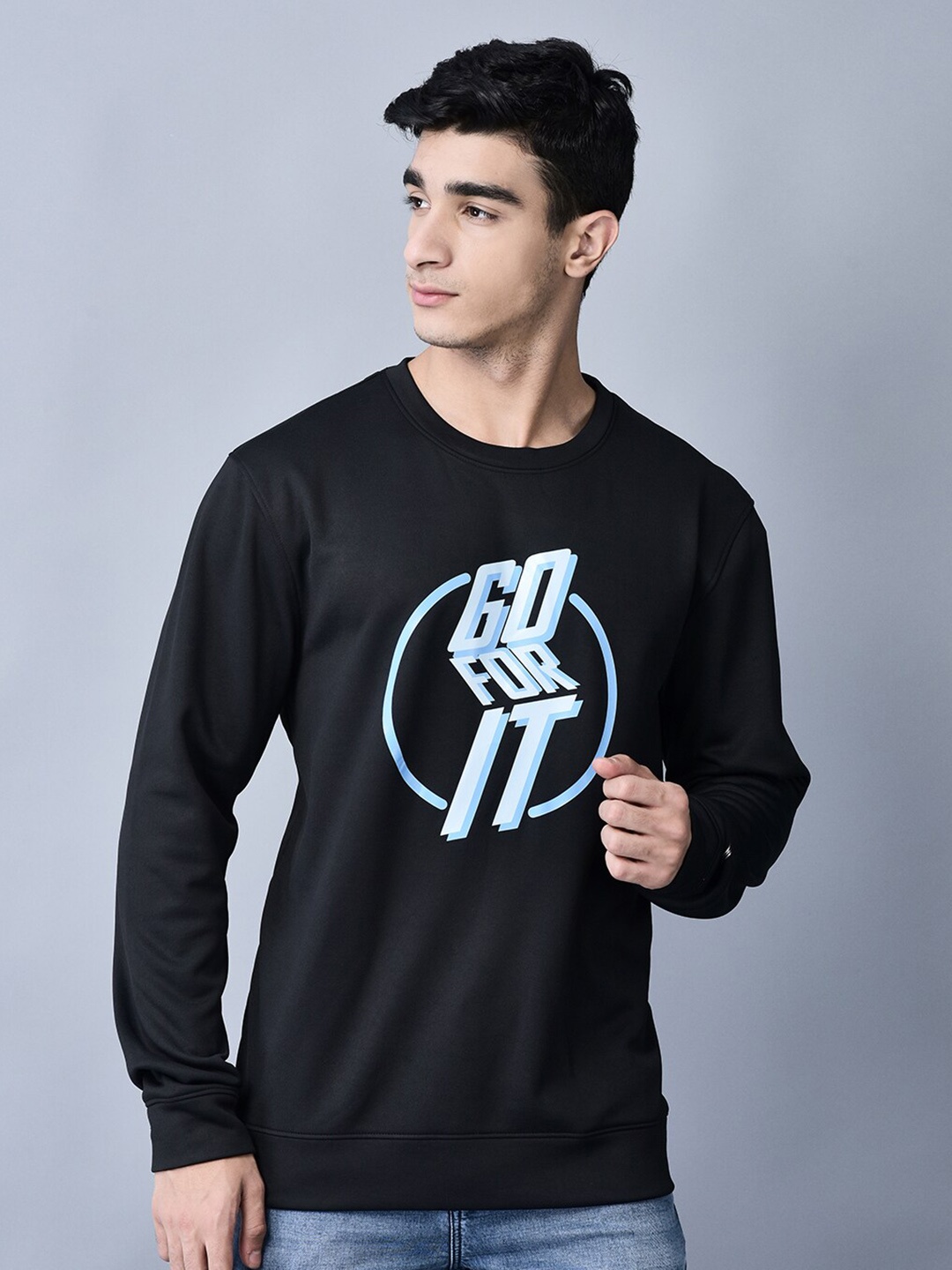 

Shiv Naresh Typography Printed Lightweight Pullover Sweatshirt, Black