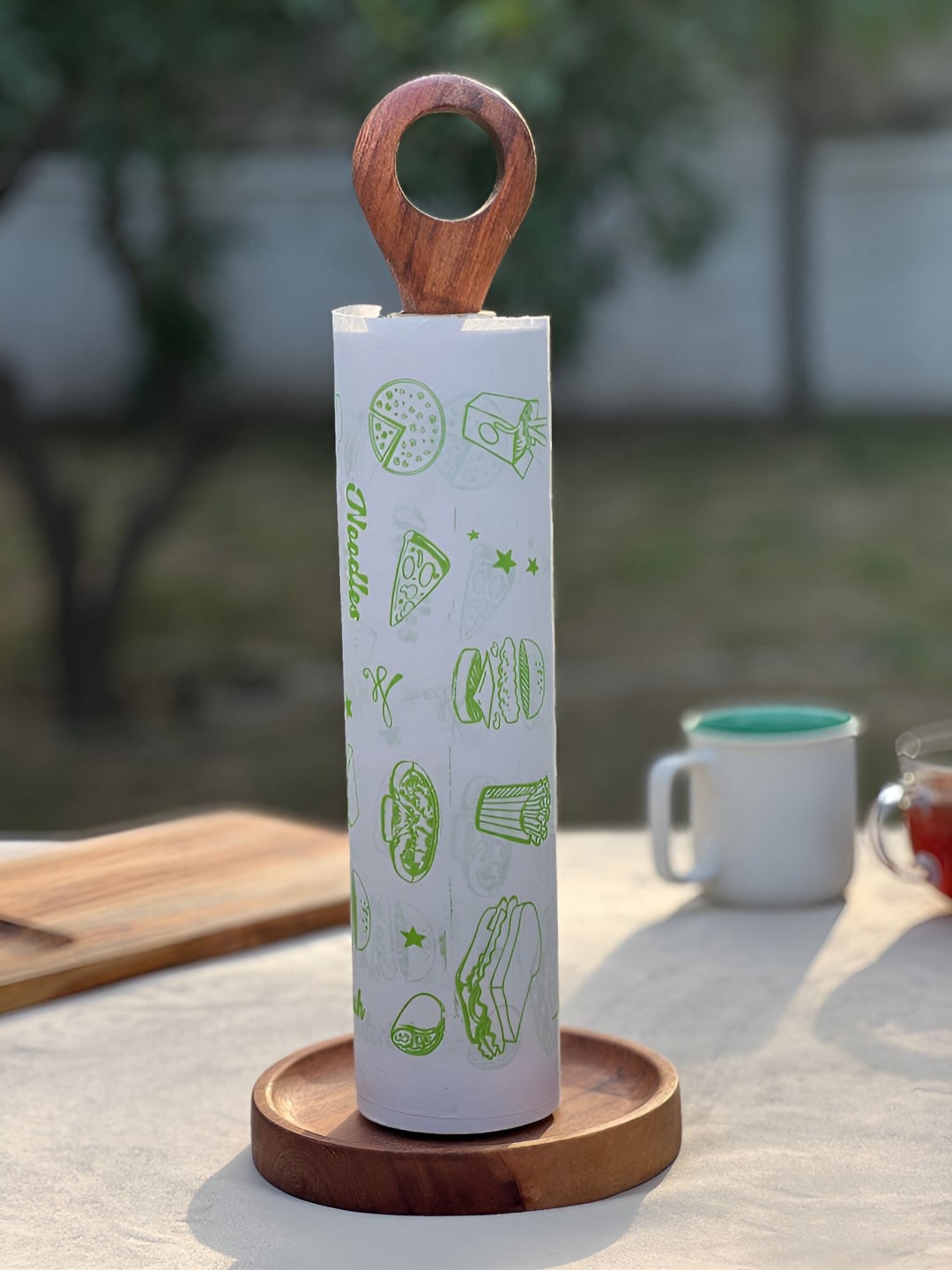 Wood Chop Beige Wood Towel Holder