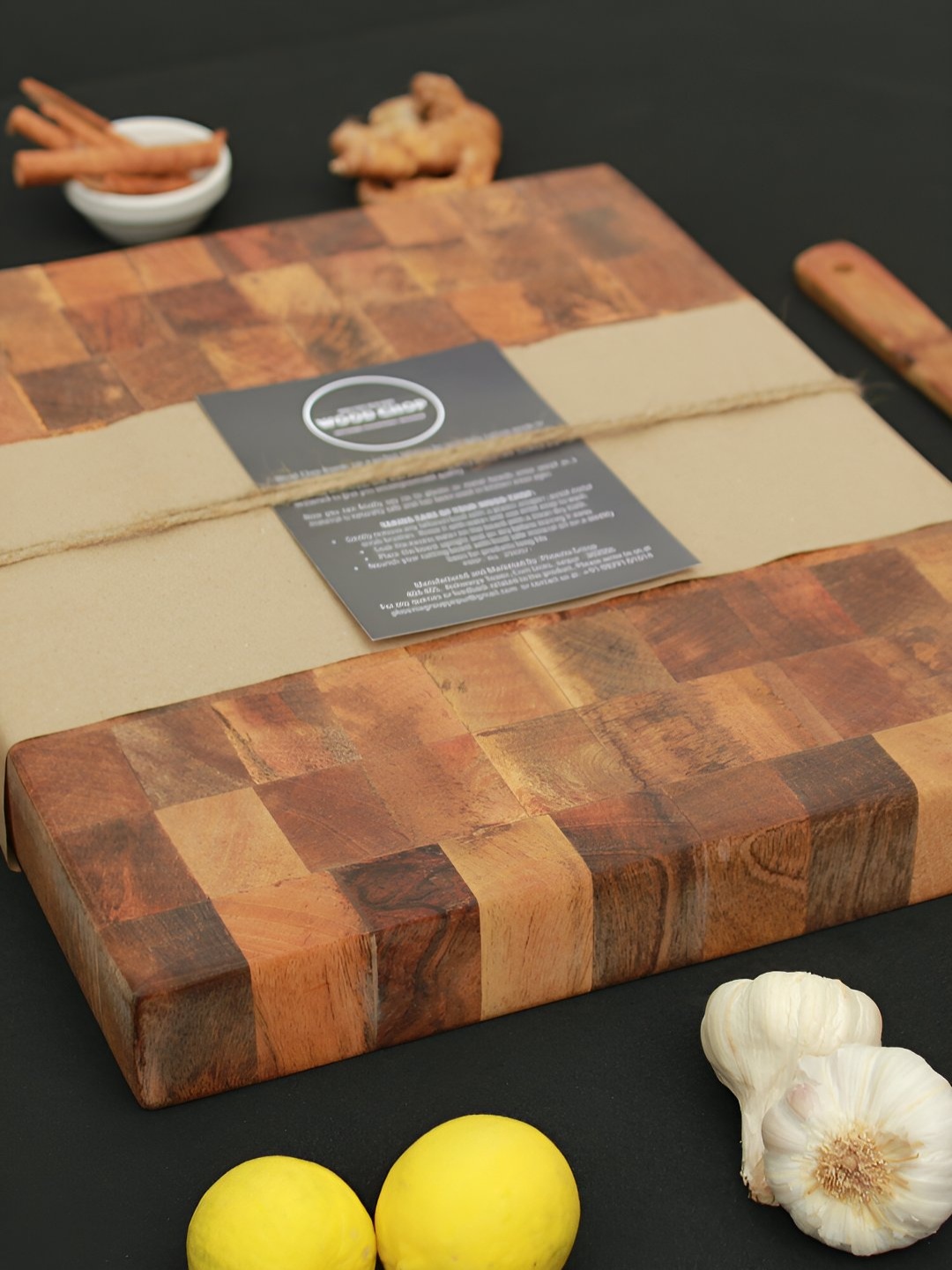 

Wood Chop End Grain Beige Reversible Wooden Chopping Board