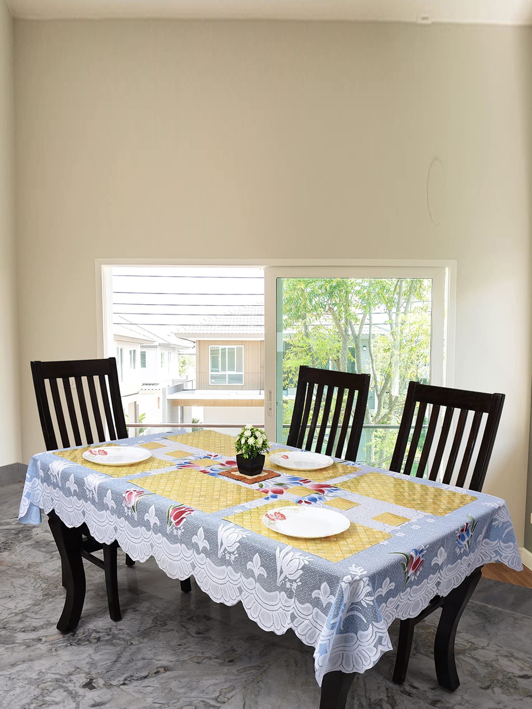 

Dakshya Industries Blue Self-Design Cotton 6-Seater Rectangle Table Cover