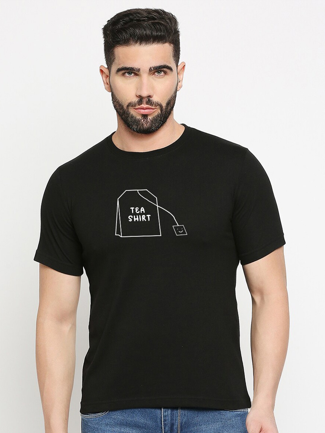 

MOD ECRU Unisex Typography Printed Cotton T-shirt, Black
