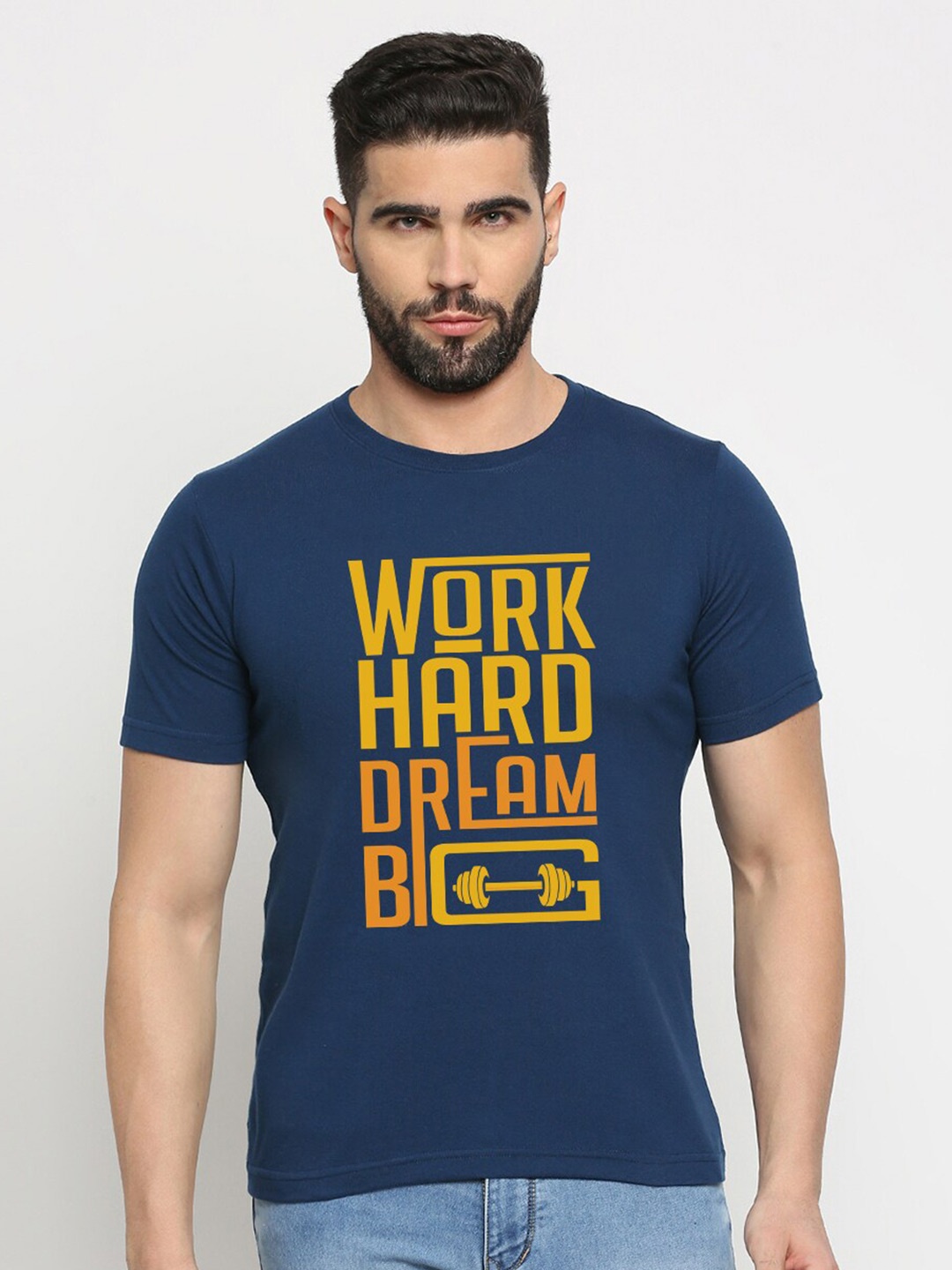 

MOD ECRU Unisex Typography Printed Cotton T-shirt, Blue