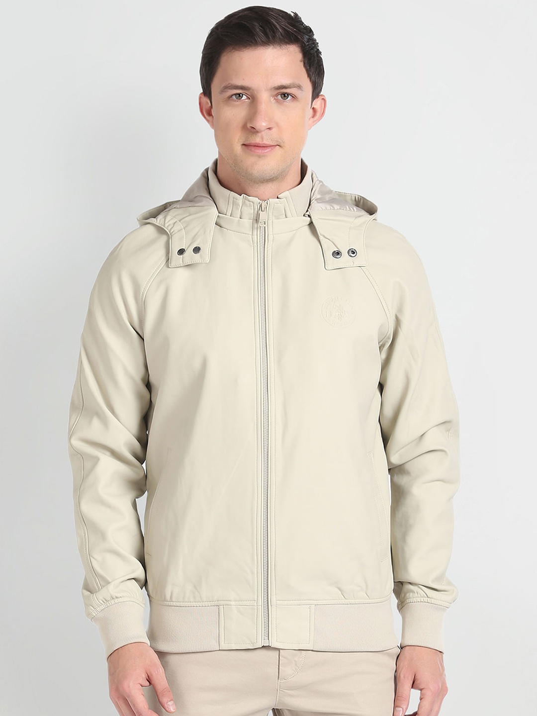 

U.S. Polo Assn. Denim Co. Hooded Bomber Jacket, Beige