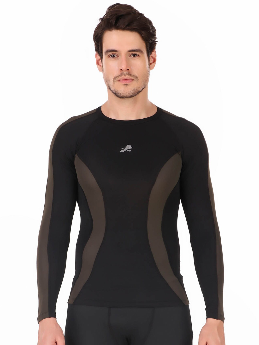 

REDESIGN Geometric Printed Moisture Wicking Compression T-shirt, Black