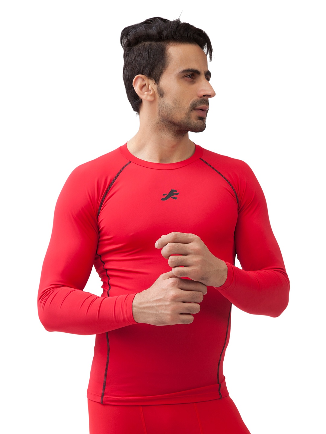 

REDESIGN Raglan Sleeves Moisture Wicking Compression Dry-Fit T-shirt, Red