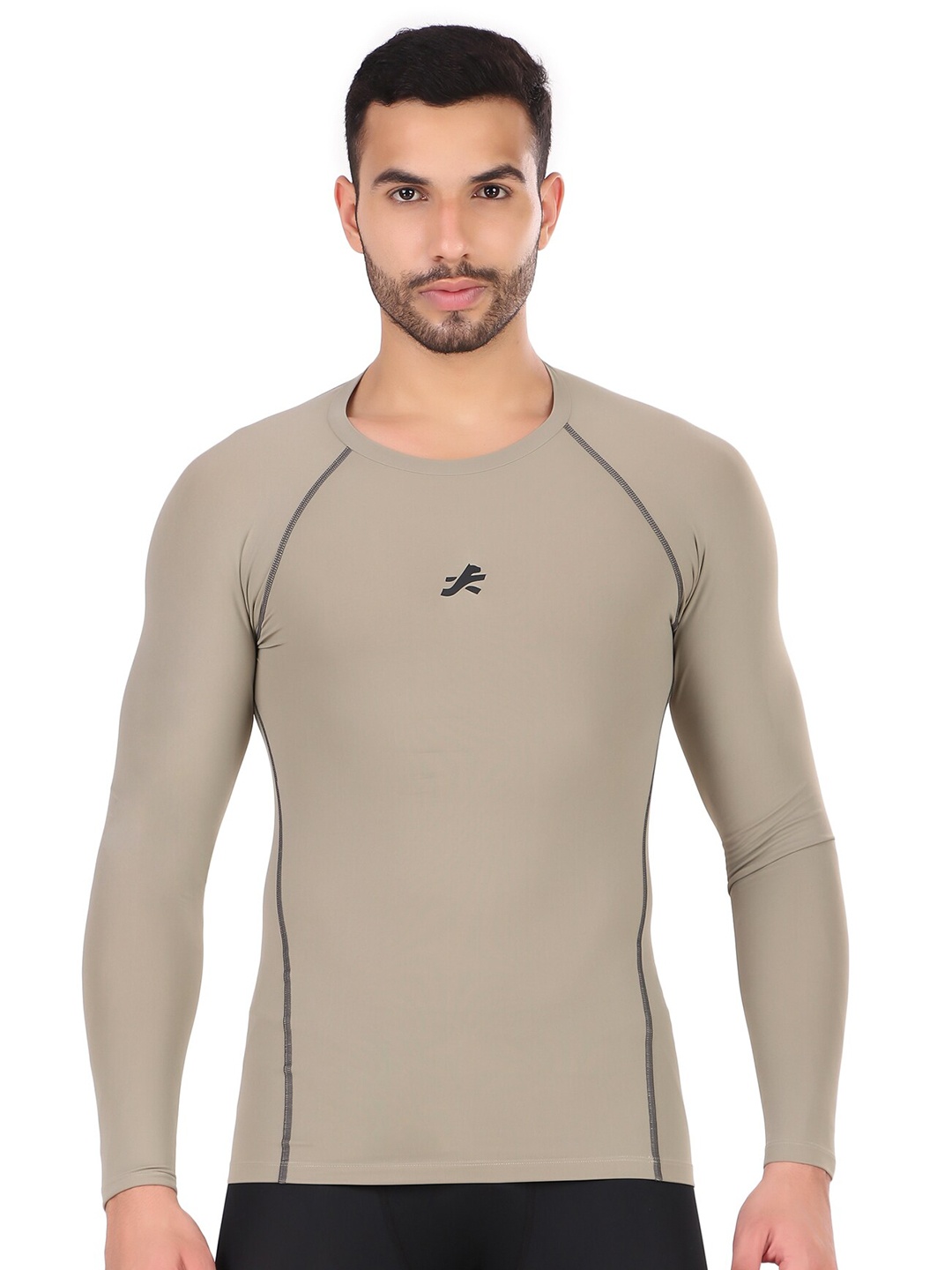 

REDESIGN Raglan Sleeves Moisture Wicking Compression Dry-Fit T-shirt, Beige