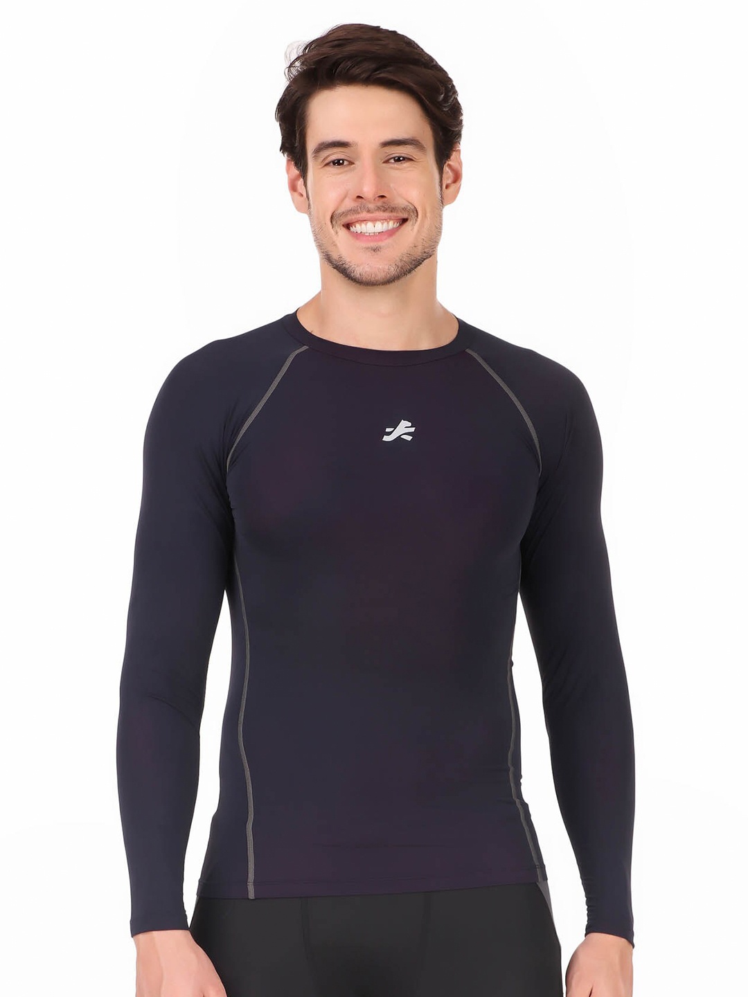 

REDESIGN Raglan Sleeves Dry-Fit & Moisture Wicking Compression Sports T-shirt, Navy blue