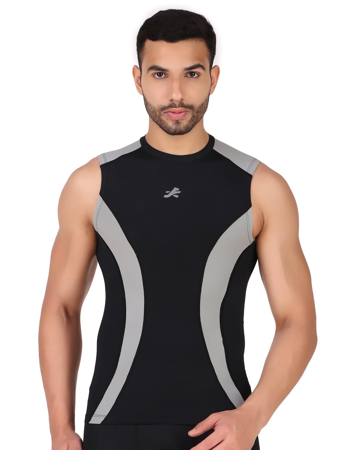 

REDESIGN Geometric Printed Moisture Wicking Compression T-shirt, Black