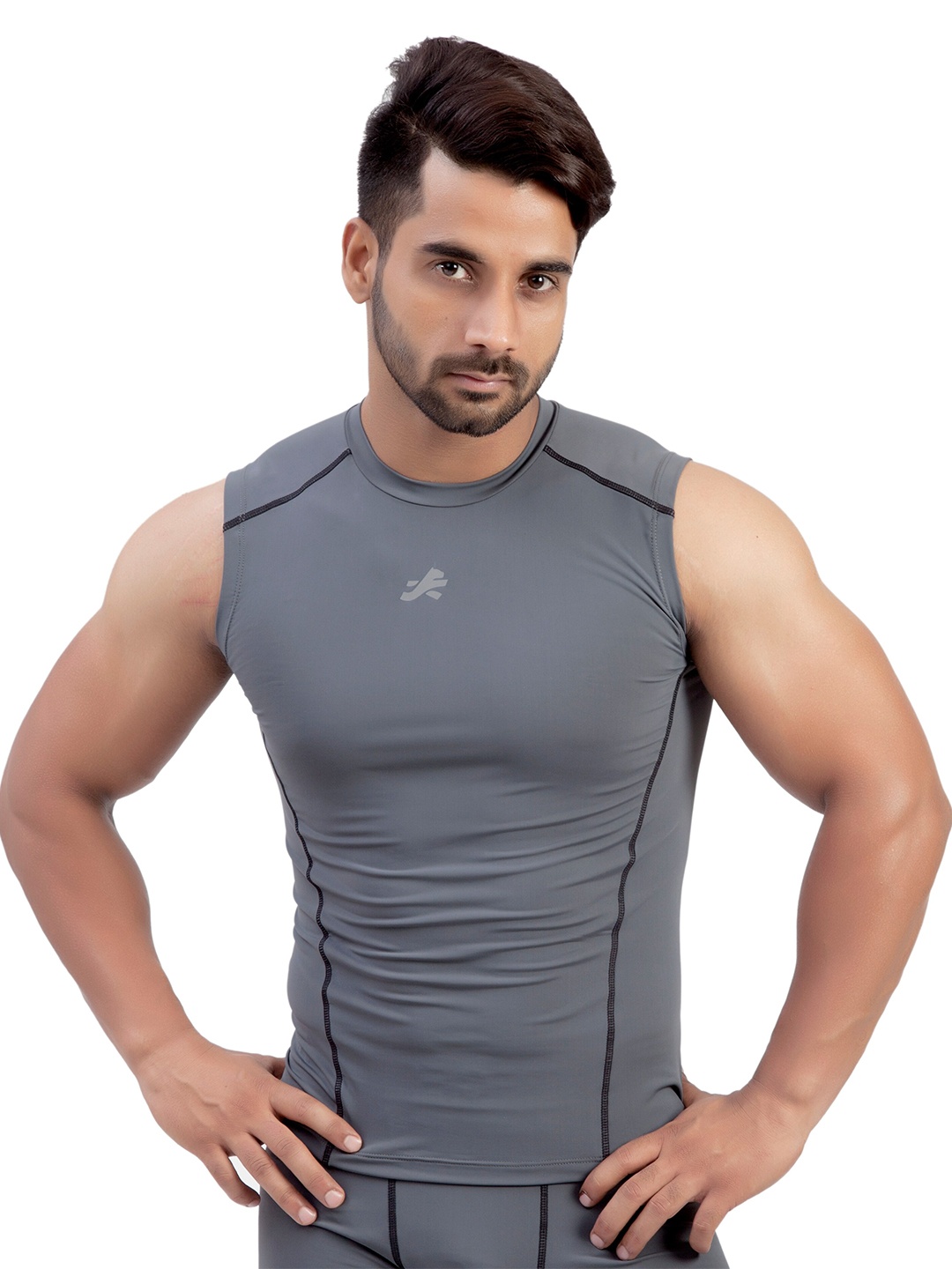 

REDESIGN Moisture Wicking Compression Dry-Fit T-shirt, Grey