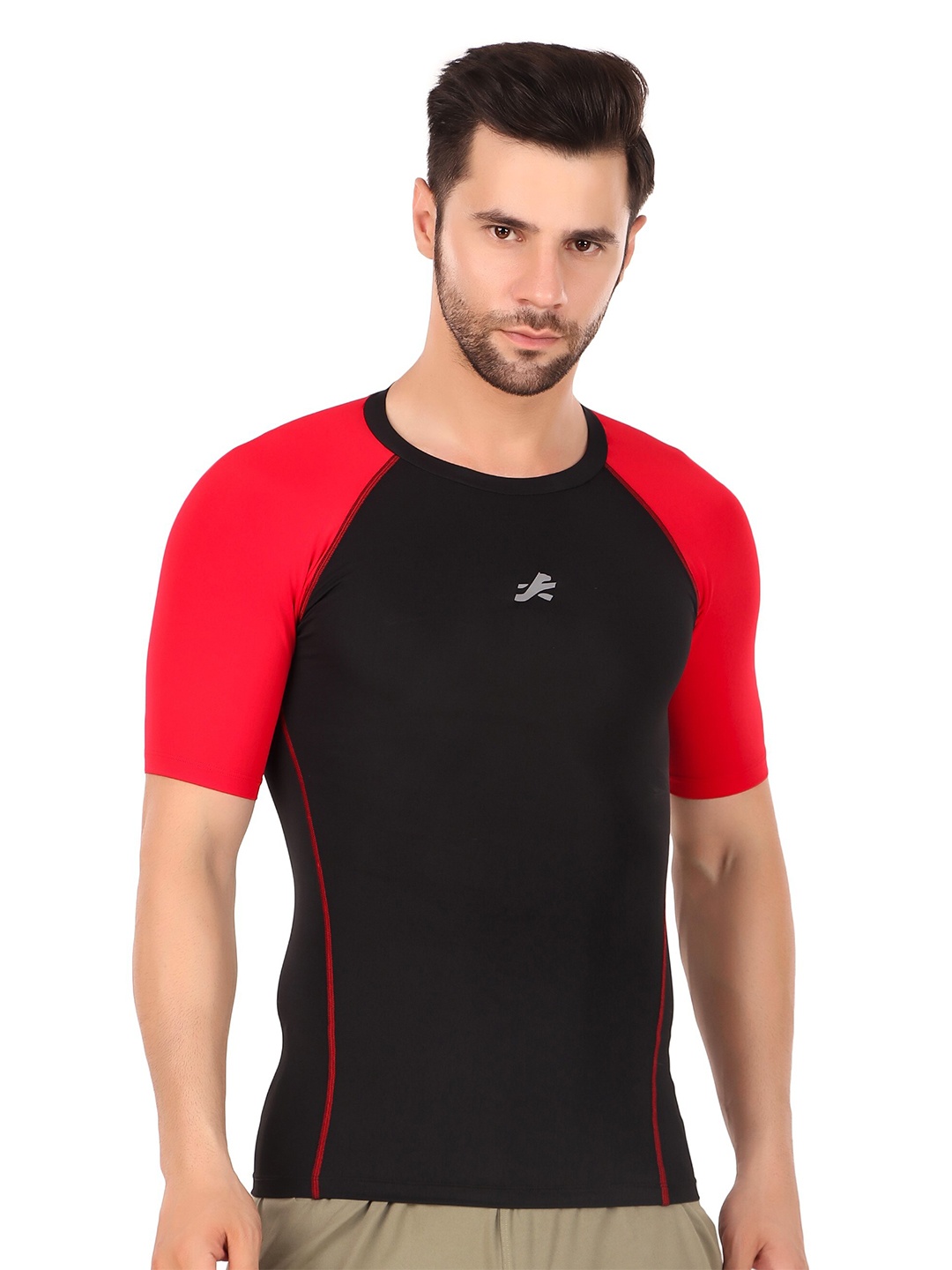 

REDESIGN Raglan Sleeves Moisture Wicking Compression Dry-Fit T-shirt, Black