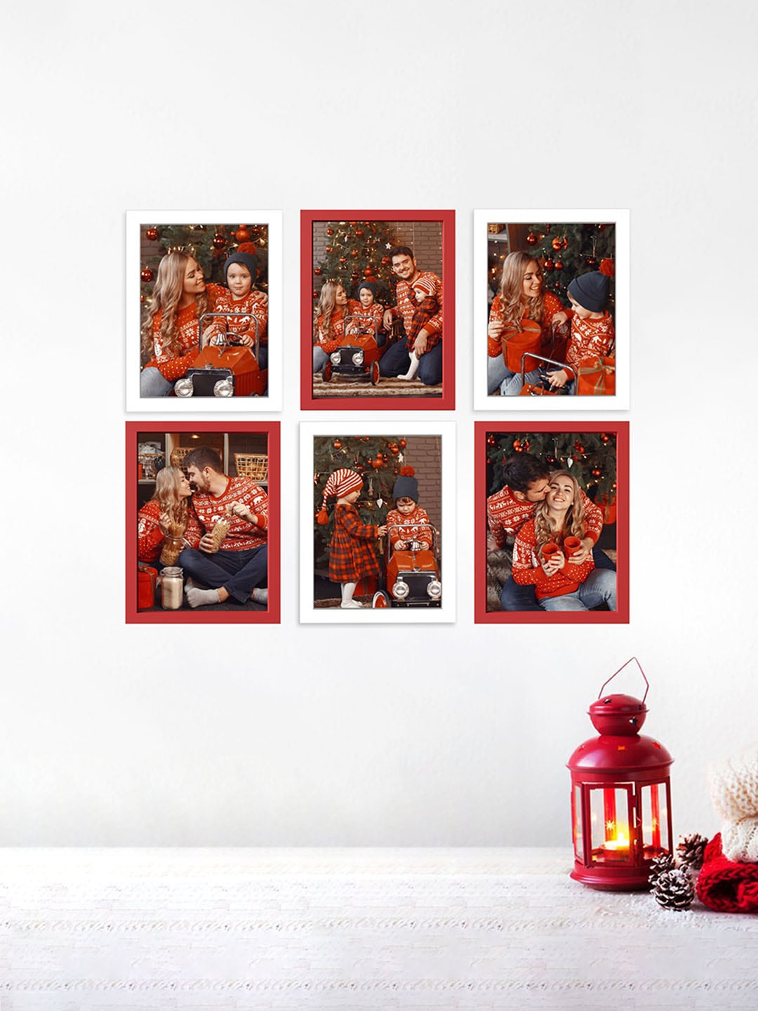 

Art Street 6 Pieces Red & White Wooden Photo Frames