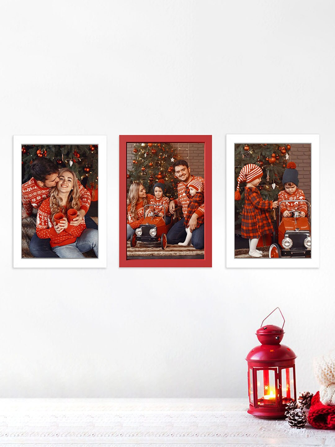 

Art Street 3 Pieces Red & White Wooden Photo Frames