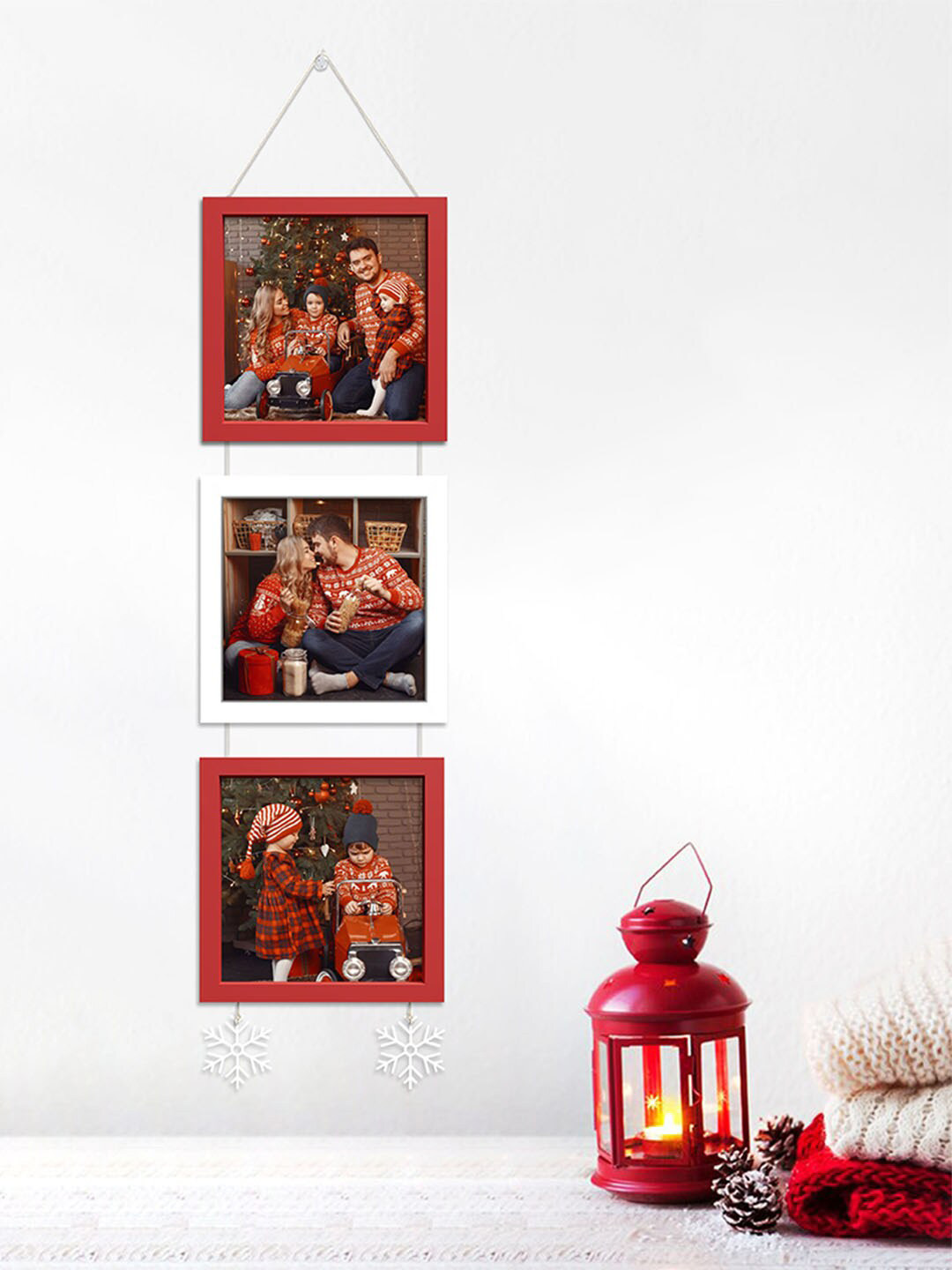 

Art Street 3 Pieces Red & White Wooden Photo Frames