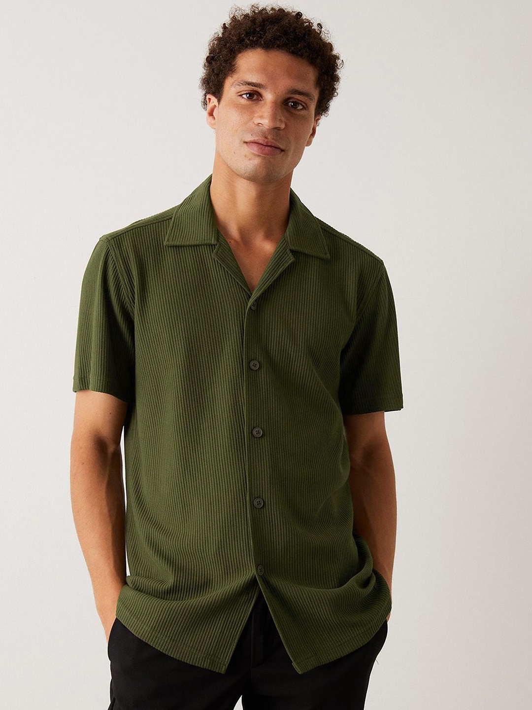 

Burton Men Slim Fit Jersey Rib Revere Shirt, Olive