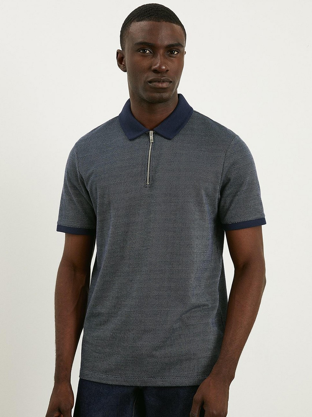 

Burton Men Jacquard Zip-Neck Polo Collar T-shirt, Blue