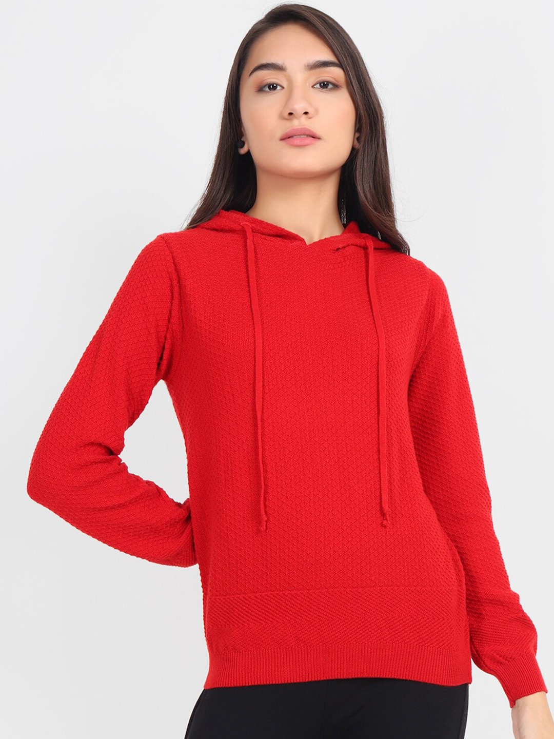 

Chemistry Hooded Long Sleeves Pure Cotton Pullover, Red
