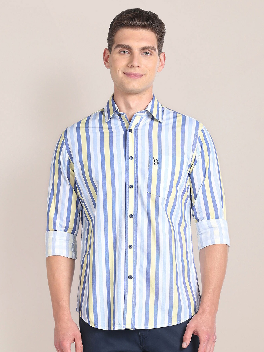 

U.S. Polo Assn. Striped Pure Cotton Casual Shirt, Blue