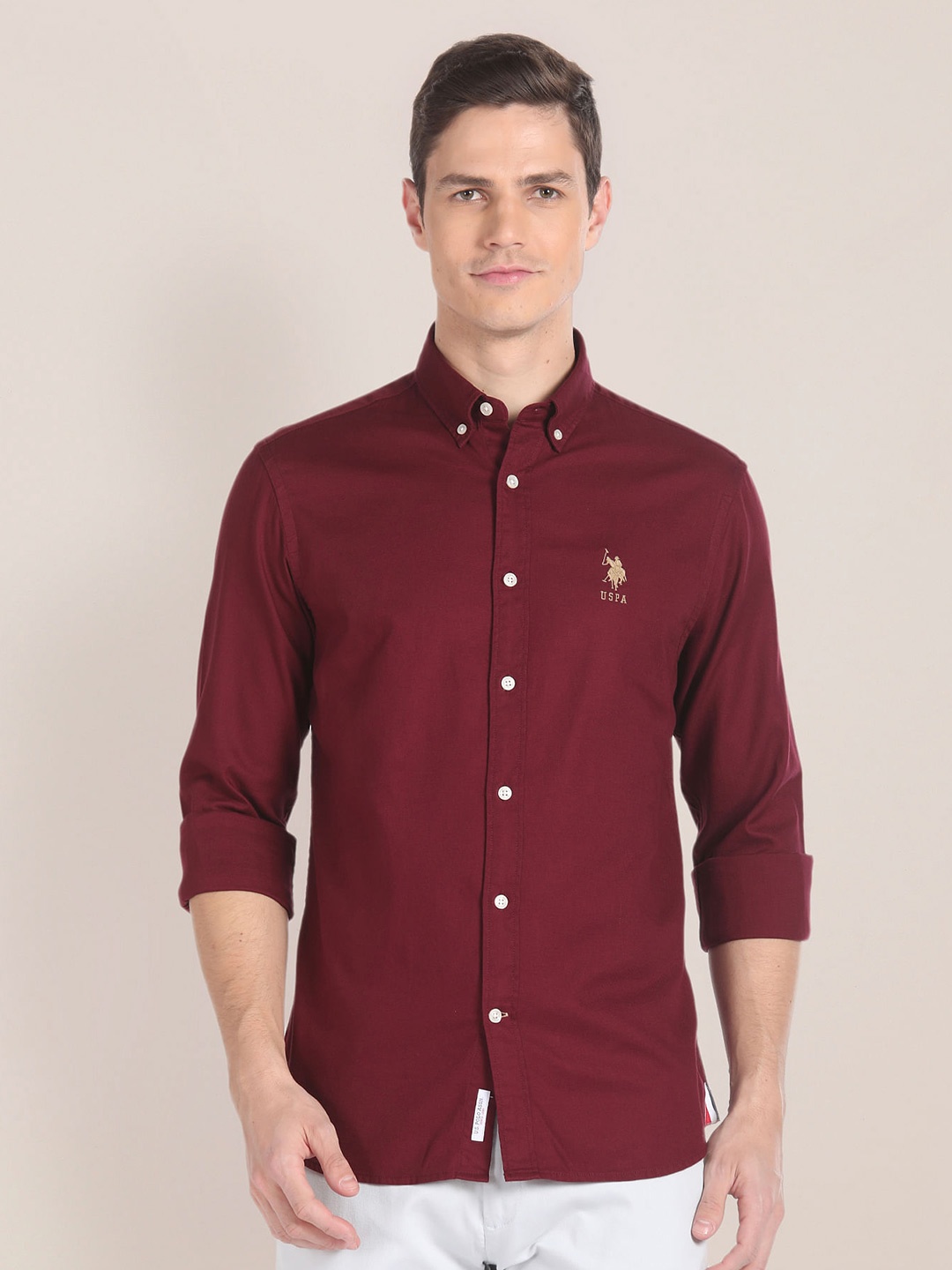 

U.S. Polo Assn. Button Down Collar Pure Cotton Casual Shirt, Red