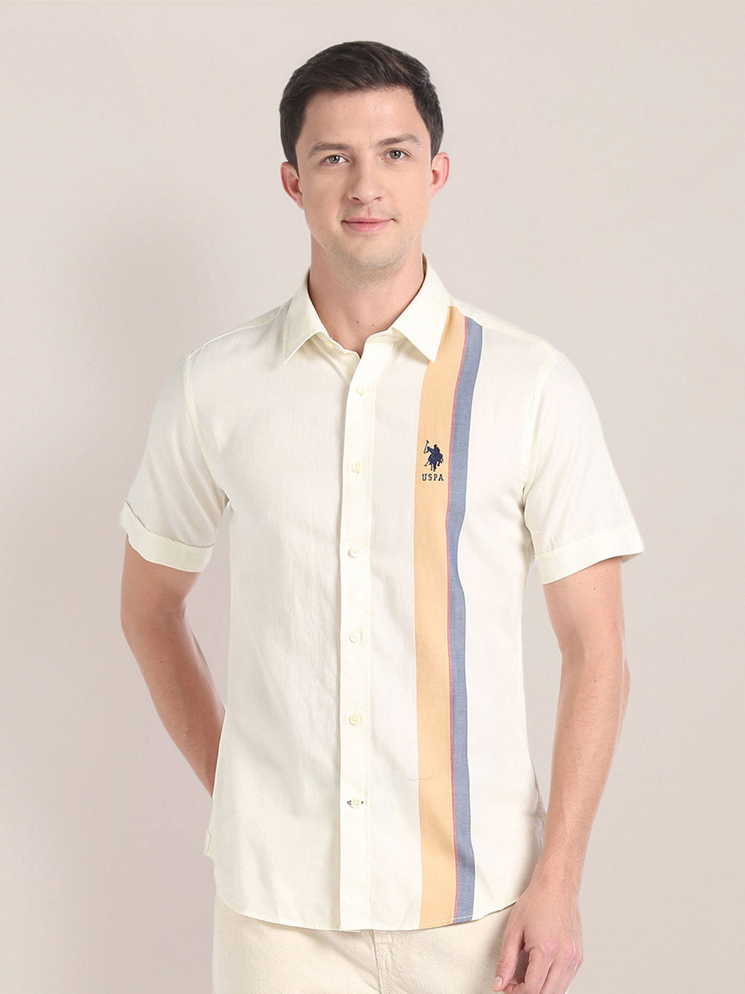 

U.S. Polo Assn. Striped Cotton Classic Casual Shirt, White