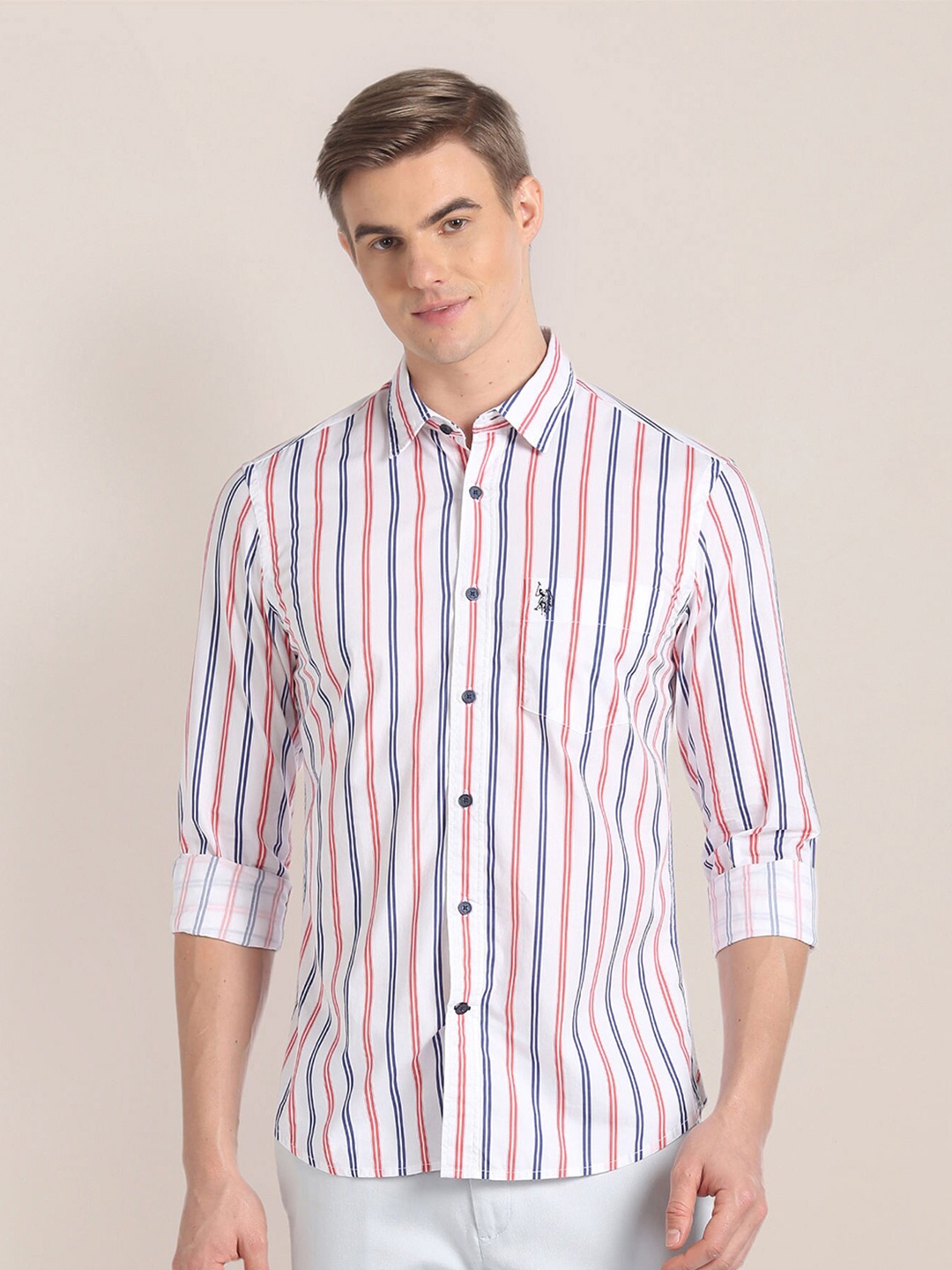 

U.S. Polo Assn. Striped Regular Fit Casual Shirt, Orange