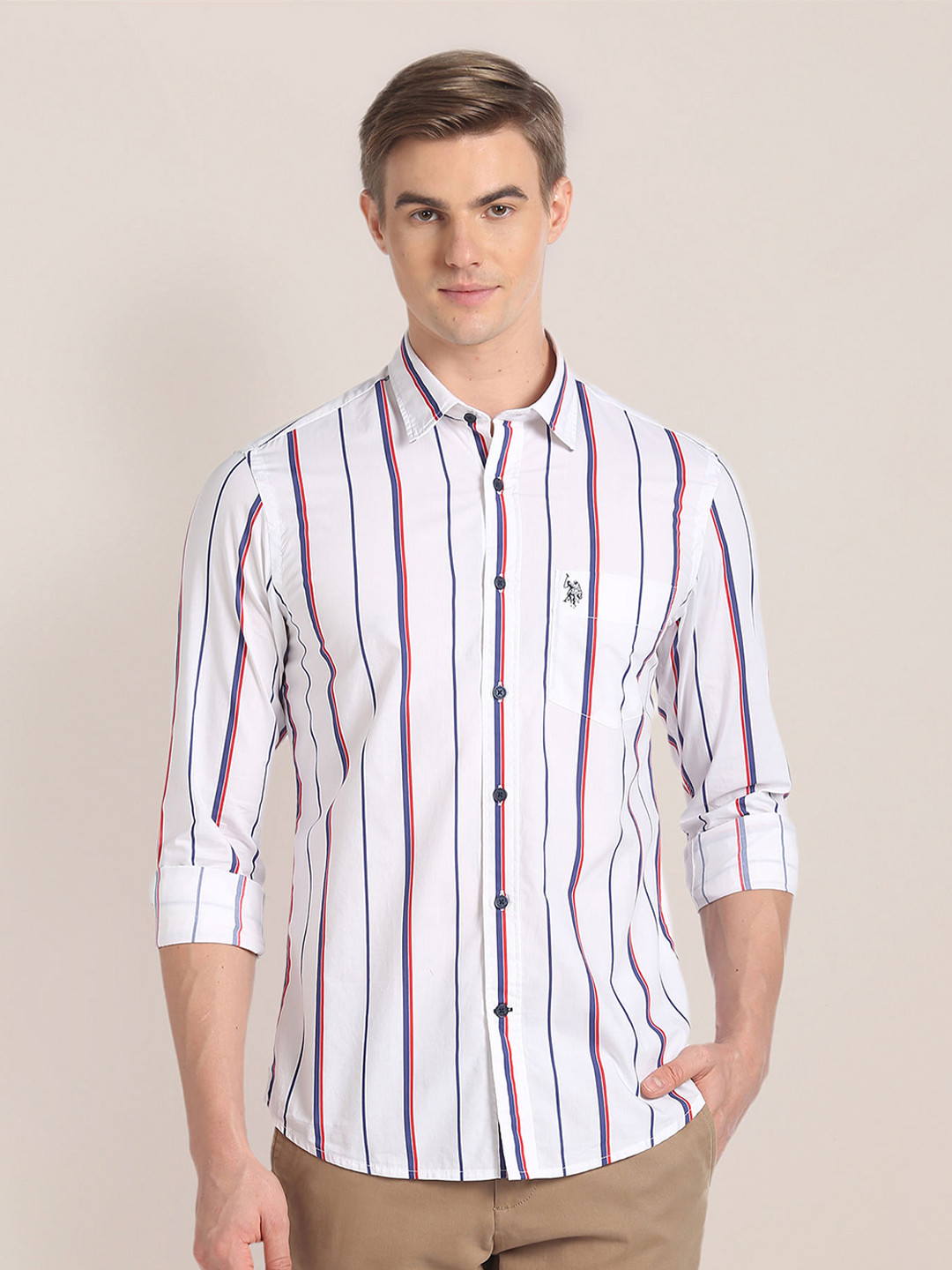 

U.S. Polo Assn. Vertical Striped Casual Shirt, White