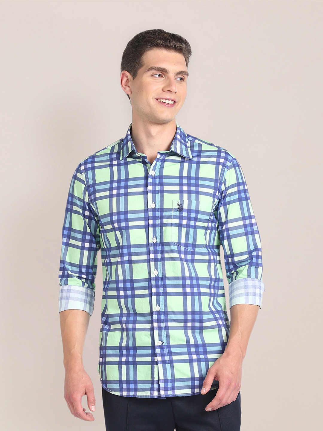 

U.S. Polo Assn. Tartan Checked Pure Cotton Casual Shirt, Green