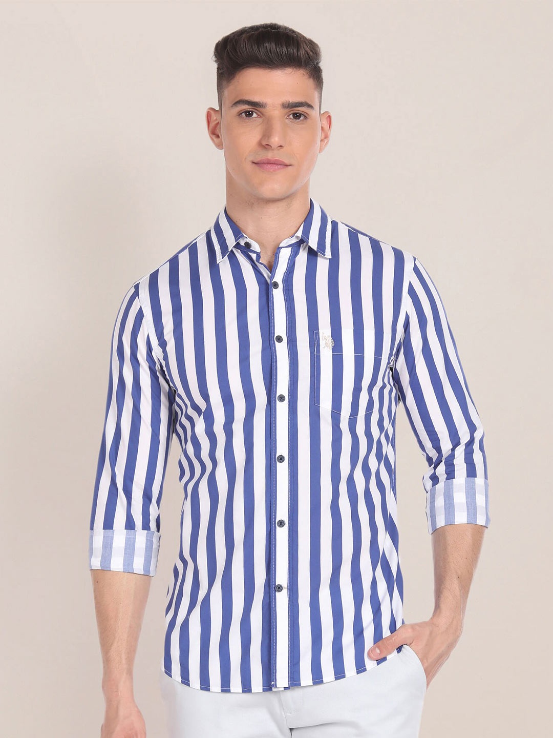 

U.S. Polo Assn. Striped Cotton Classic Casual Shirt, Blue