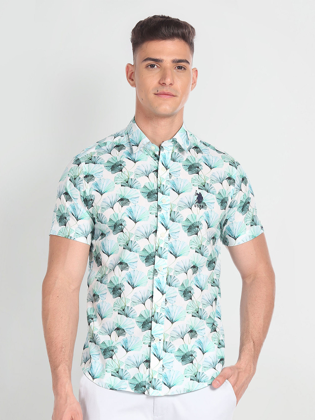

U.S. Polo Assn. Denim Co. Slim Fit Floral Printed Casual Shirt, Blue