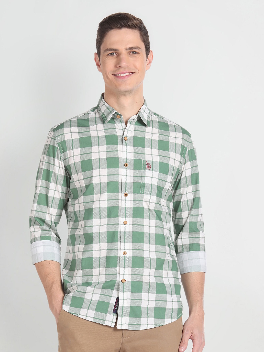 

U.S. Polo Assn. Denim Co. Checked Cotton Casual Shirt, Green