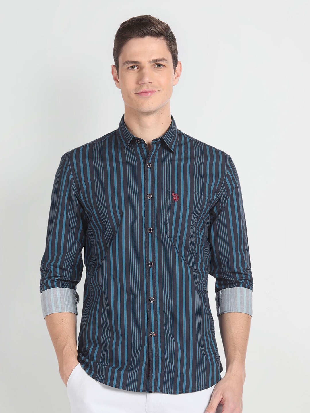 

U.S. Polo Assn. Denim Co. Striped Cotton Casual Shirt, Blue