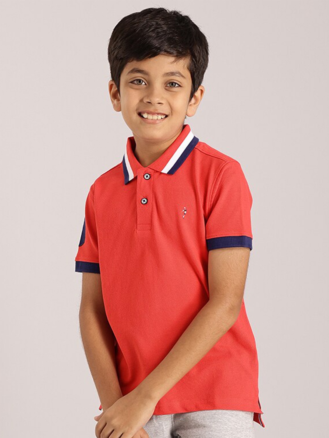 

Indian Terrain Boys Polo Collar Pure Cotton T-shirt, Red