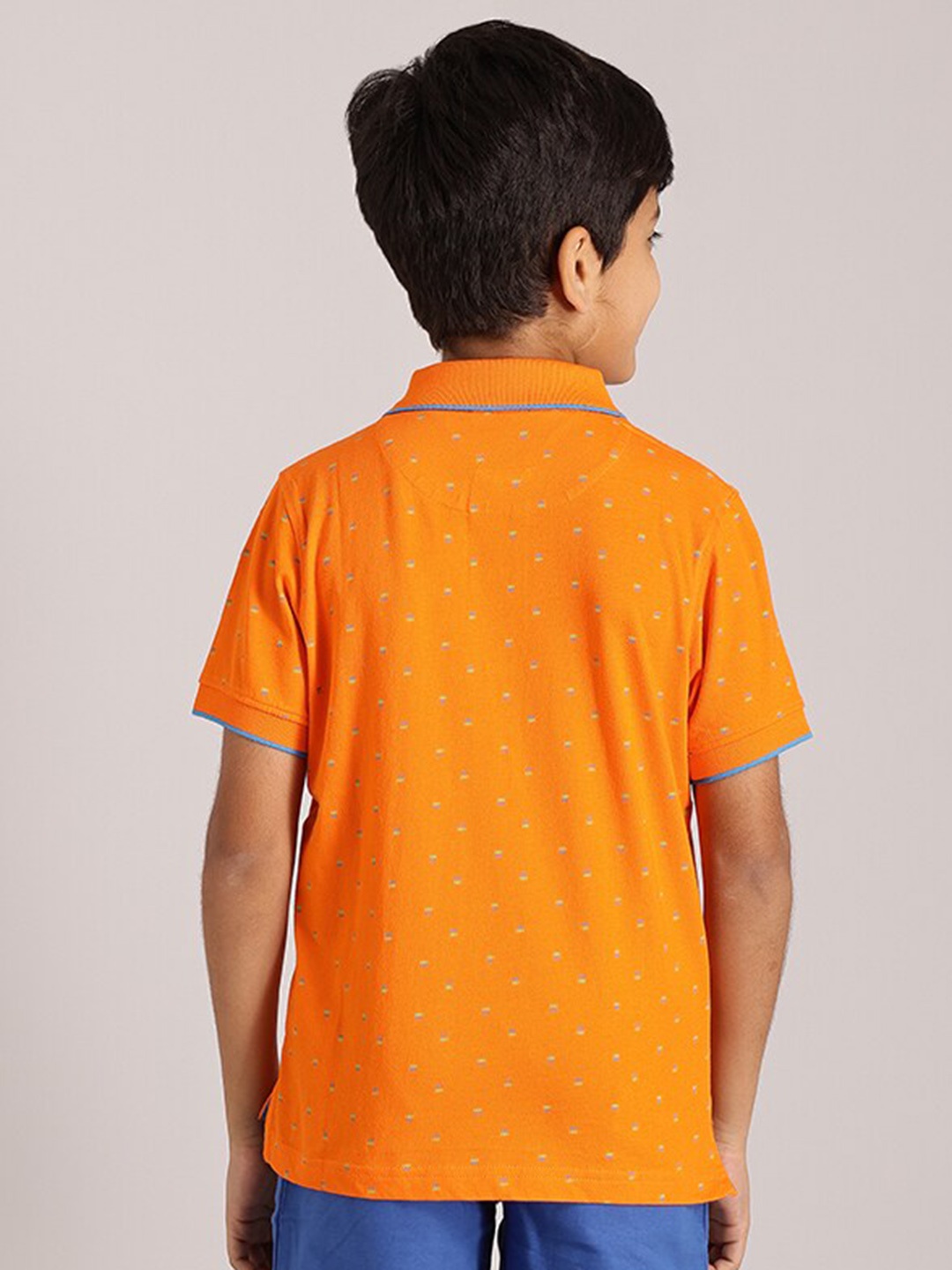 

Indian Terrain Boys Conversational Printed Pure Cotton Polo Collar T-shirt, Orange