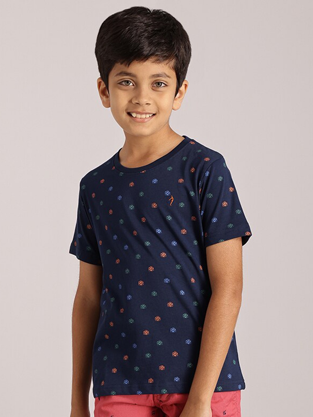 

Indian Terrain Boys Conversational Printed Round Neck Cotton Regular T-shirt, Blue