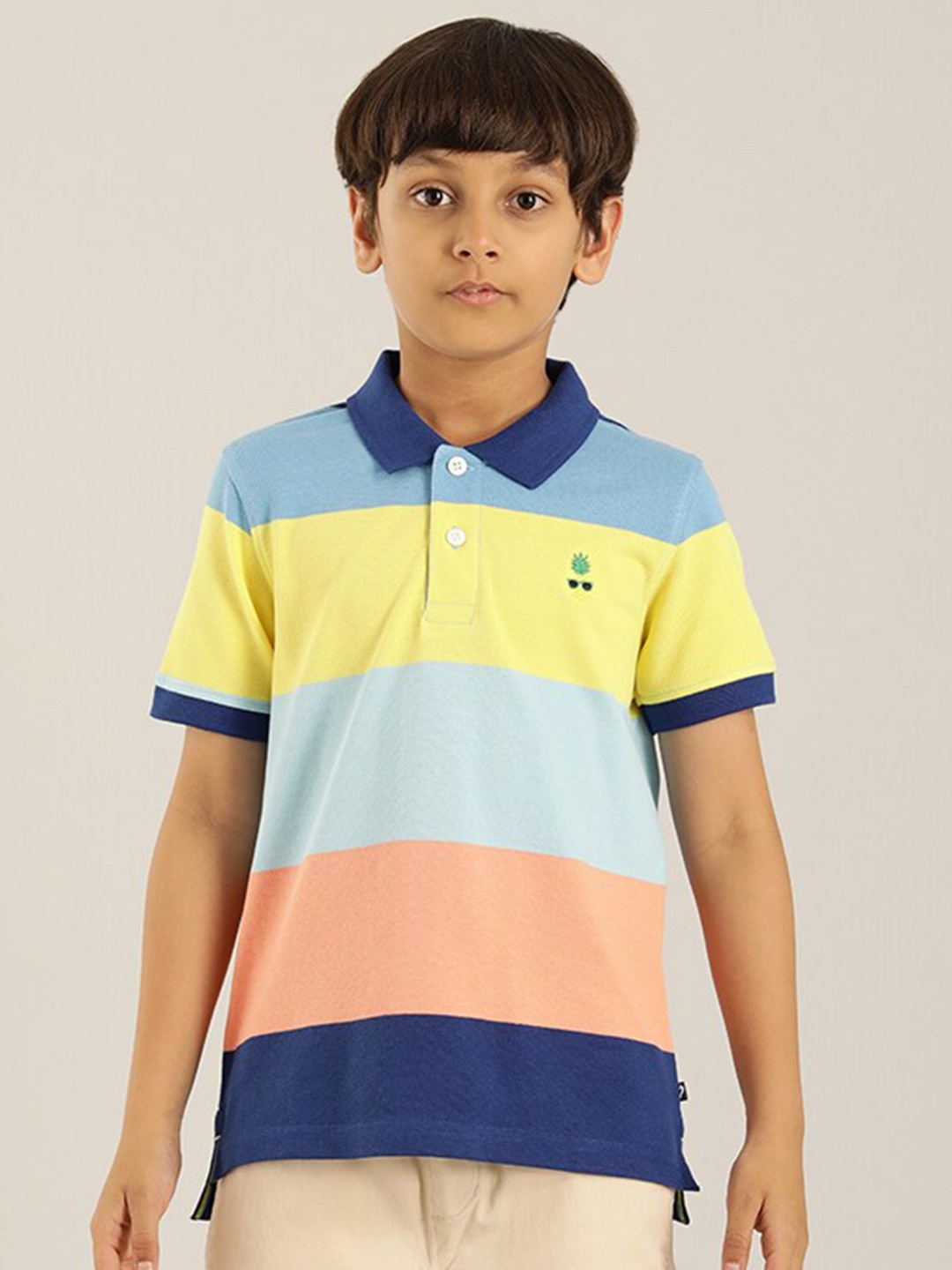 

Indian Terrain Boys Colourblocked Polo Collar Regular Fit T-shirt, Blue