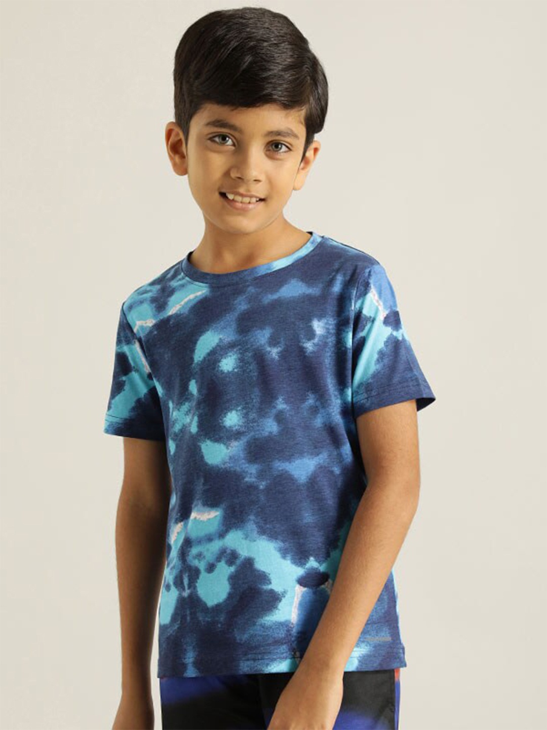 

Indian Terrain Boys Tie and Dye Pure Cotton T-shirt, Blue