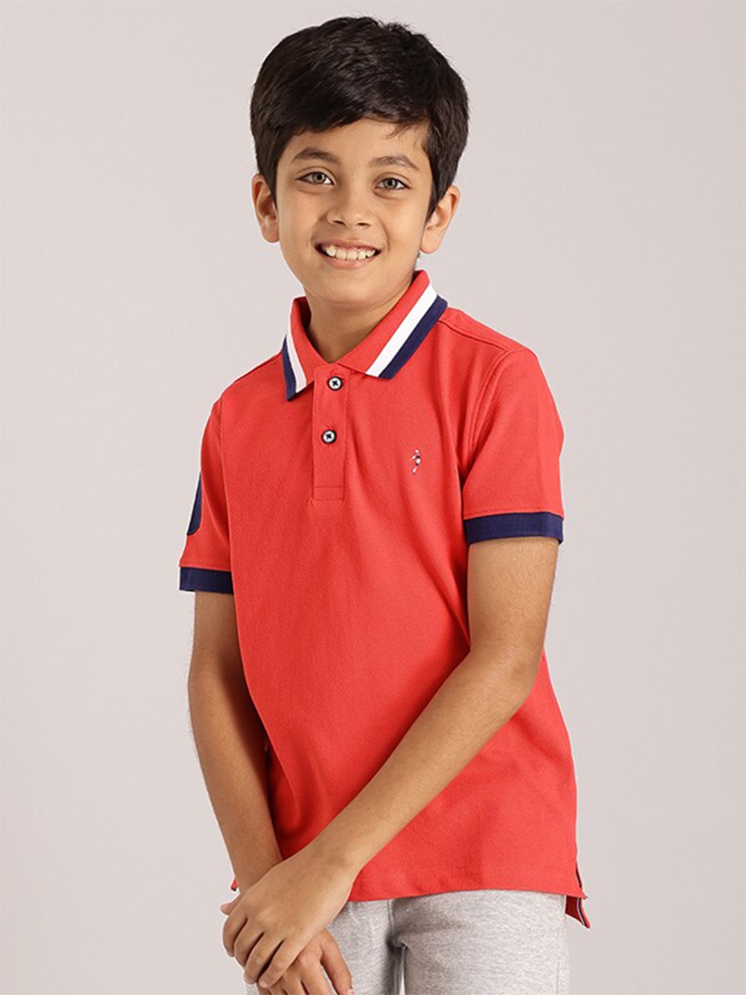 

Indian Terrain Boys Polo Collar Pure Cotton T-shirt, Red