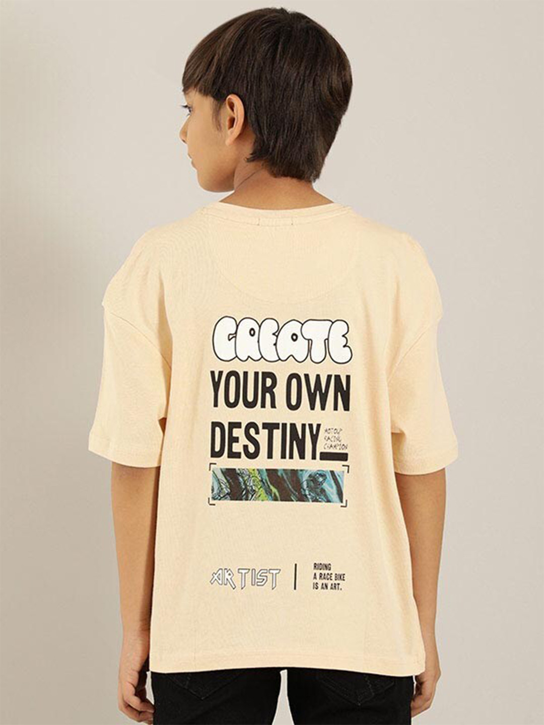 

Indian Terrain Boys Typography Printed Pure Cotton T-shirt, Peach