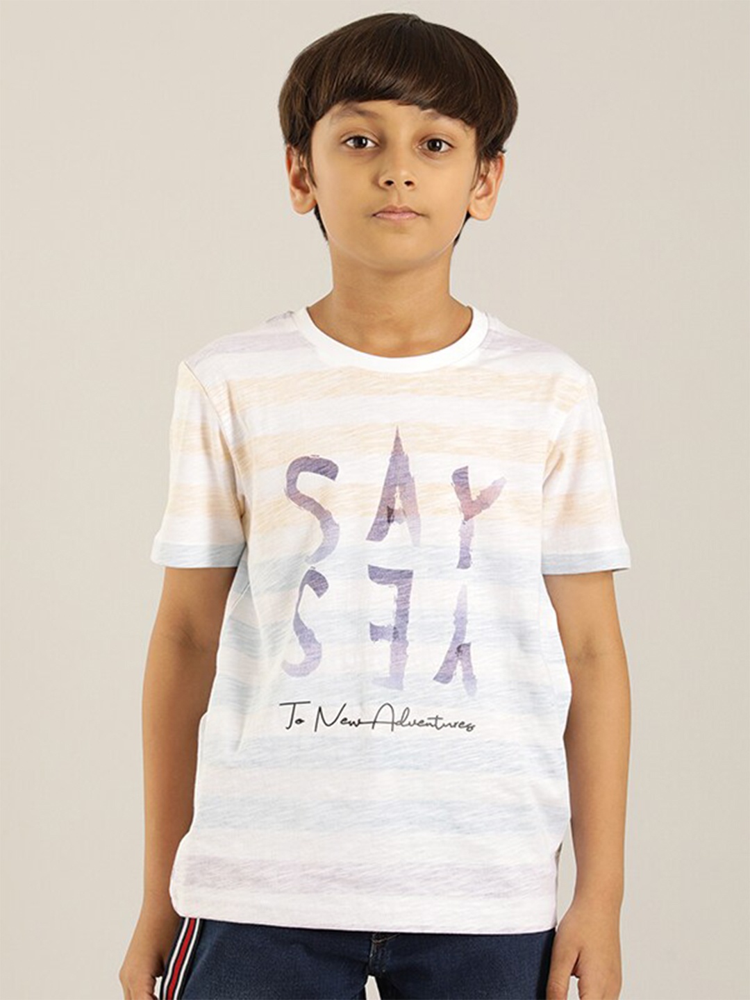 

Indian Terrain Boys Typography Printed Pure Cotton T-shirt, White