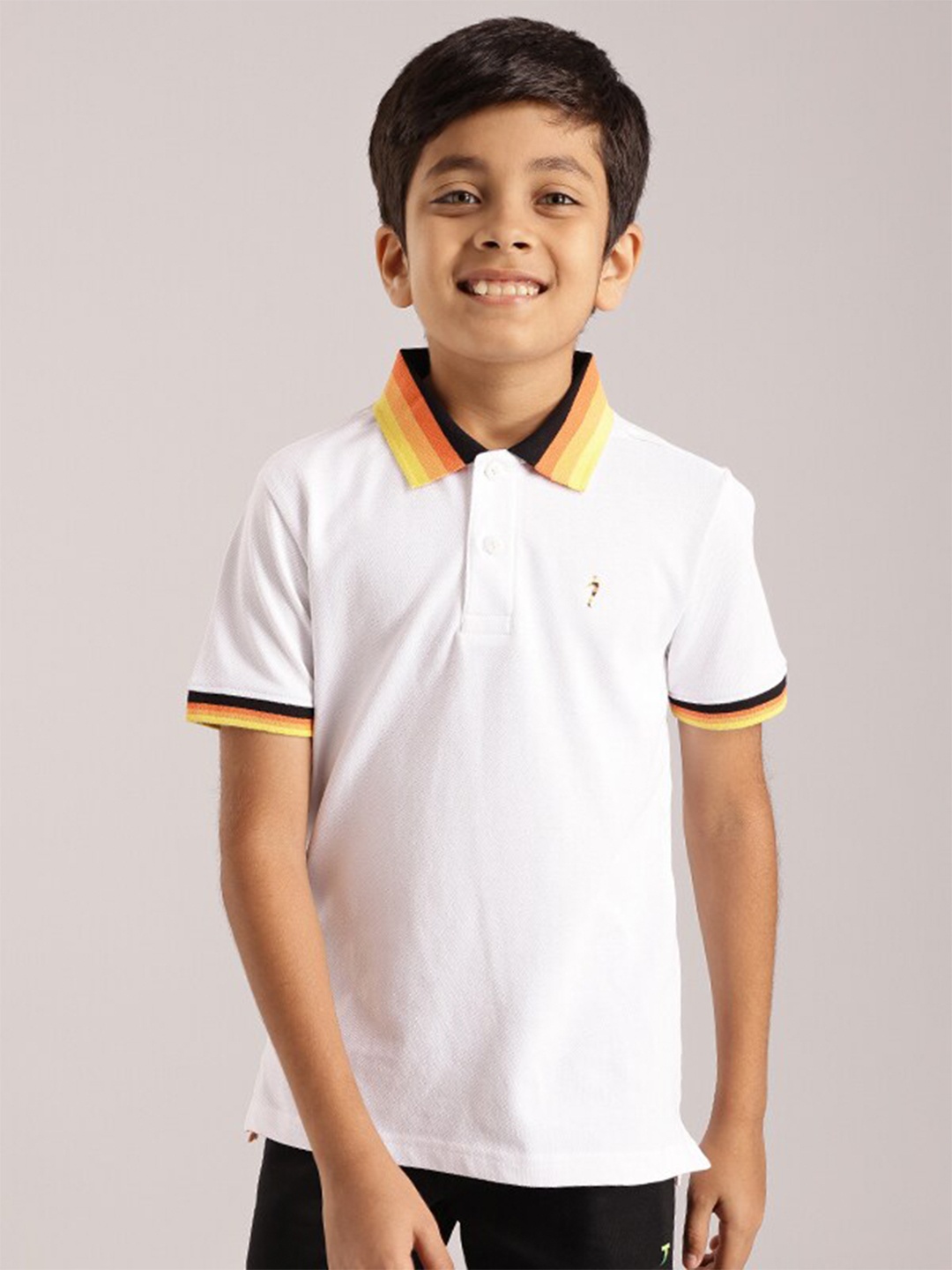 

Indian Terrain Boys Polo Collar Pure Cotton T-shirt, White