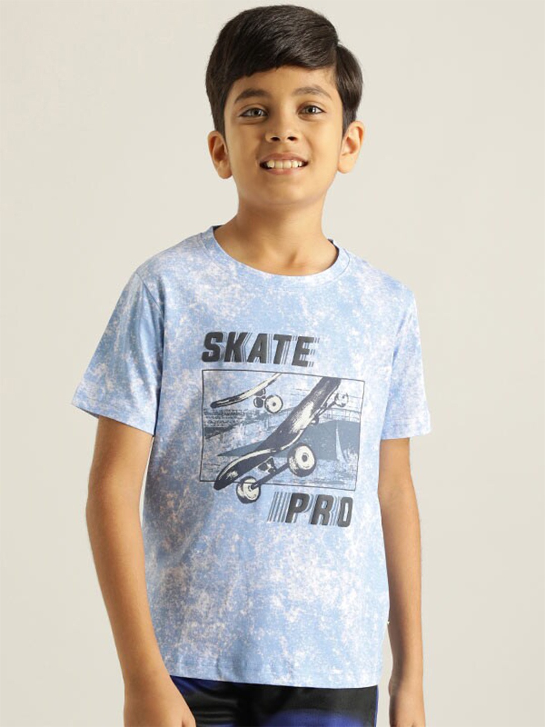 

Indian Terrain Boys Graphic Printed Pure Cotton T-shirt, Blue