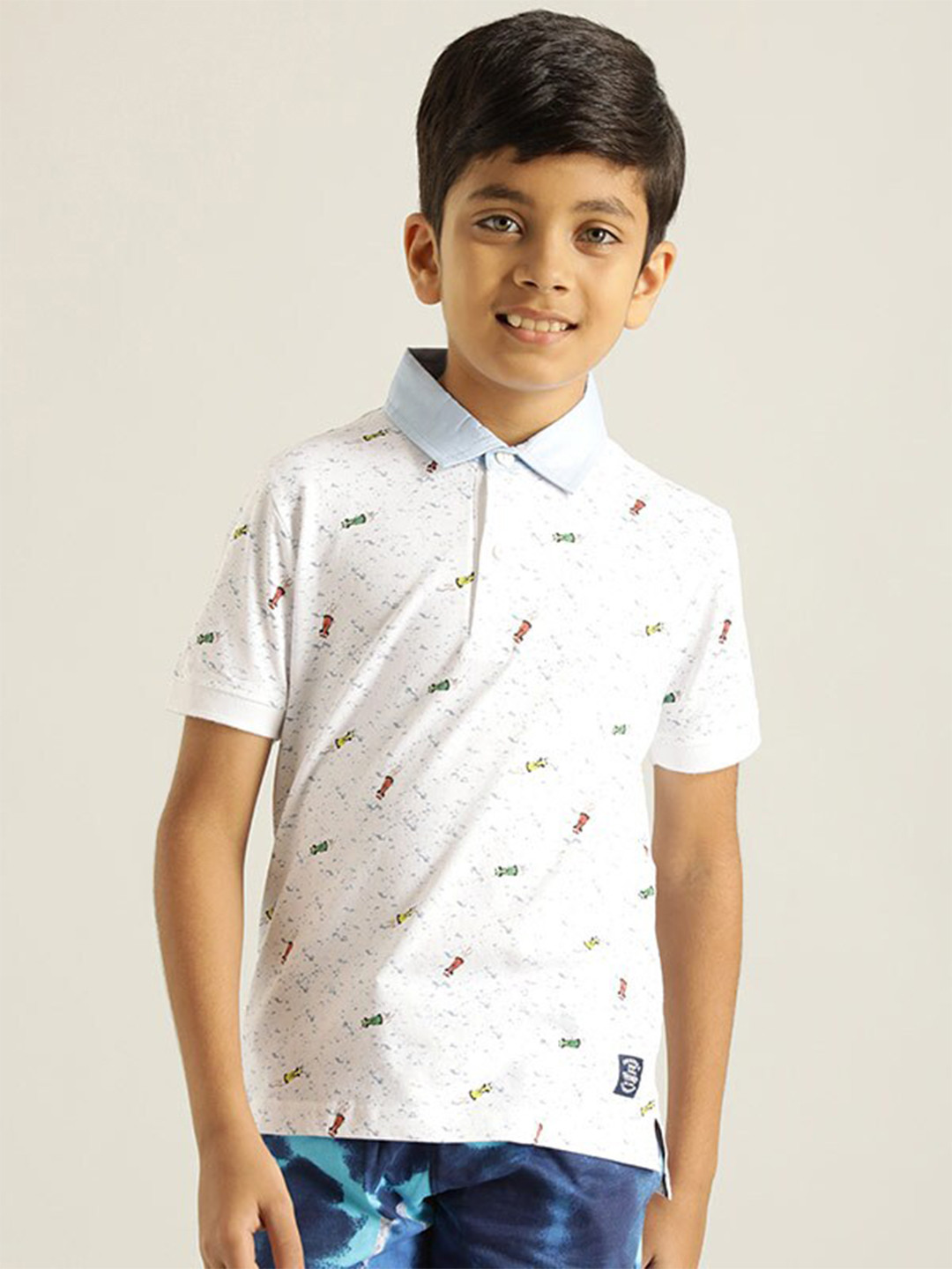 

Indian Terrain Boys Conversational Printed Cotton T-shirt, White