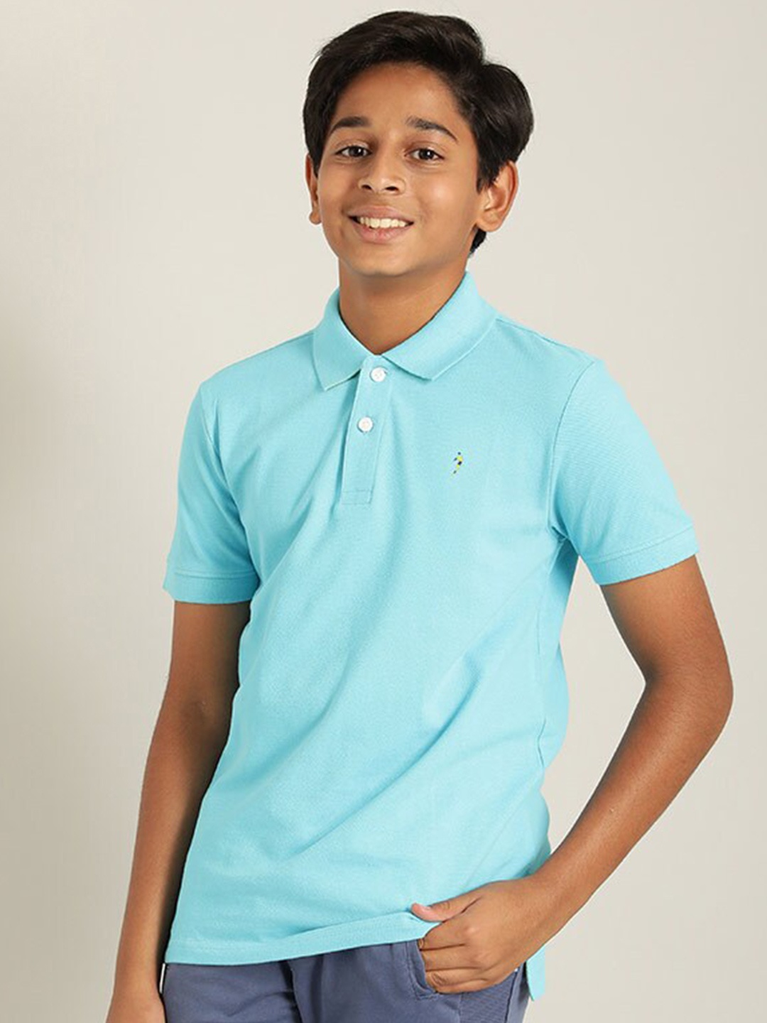 

Indian Terrain Boys Polo Collar Pure Cotton T-shirt, Blue