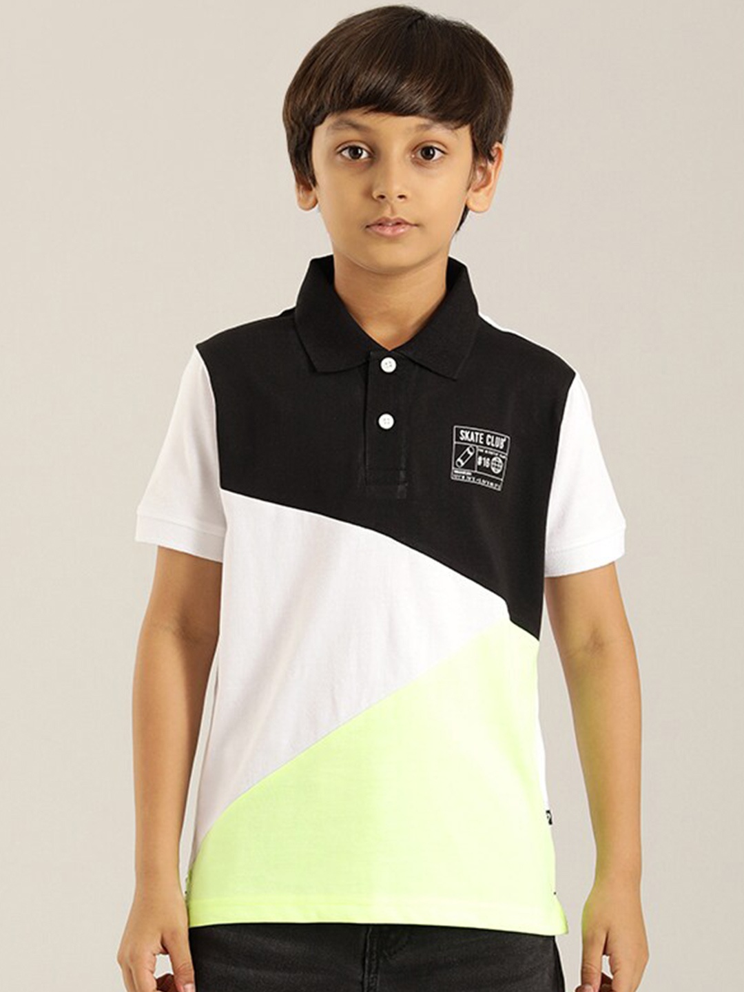 

Indian Terrain Boys Colourblocked Pure Cotton T-shirt, White