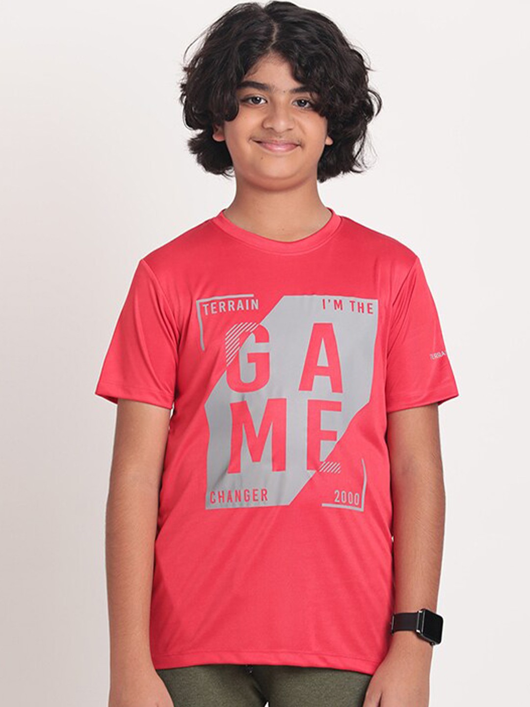 

Indian Terrain Boys Typography Printed Round Neck T-shirt, Red
