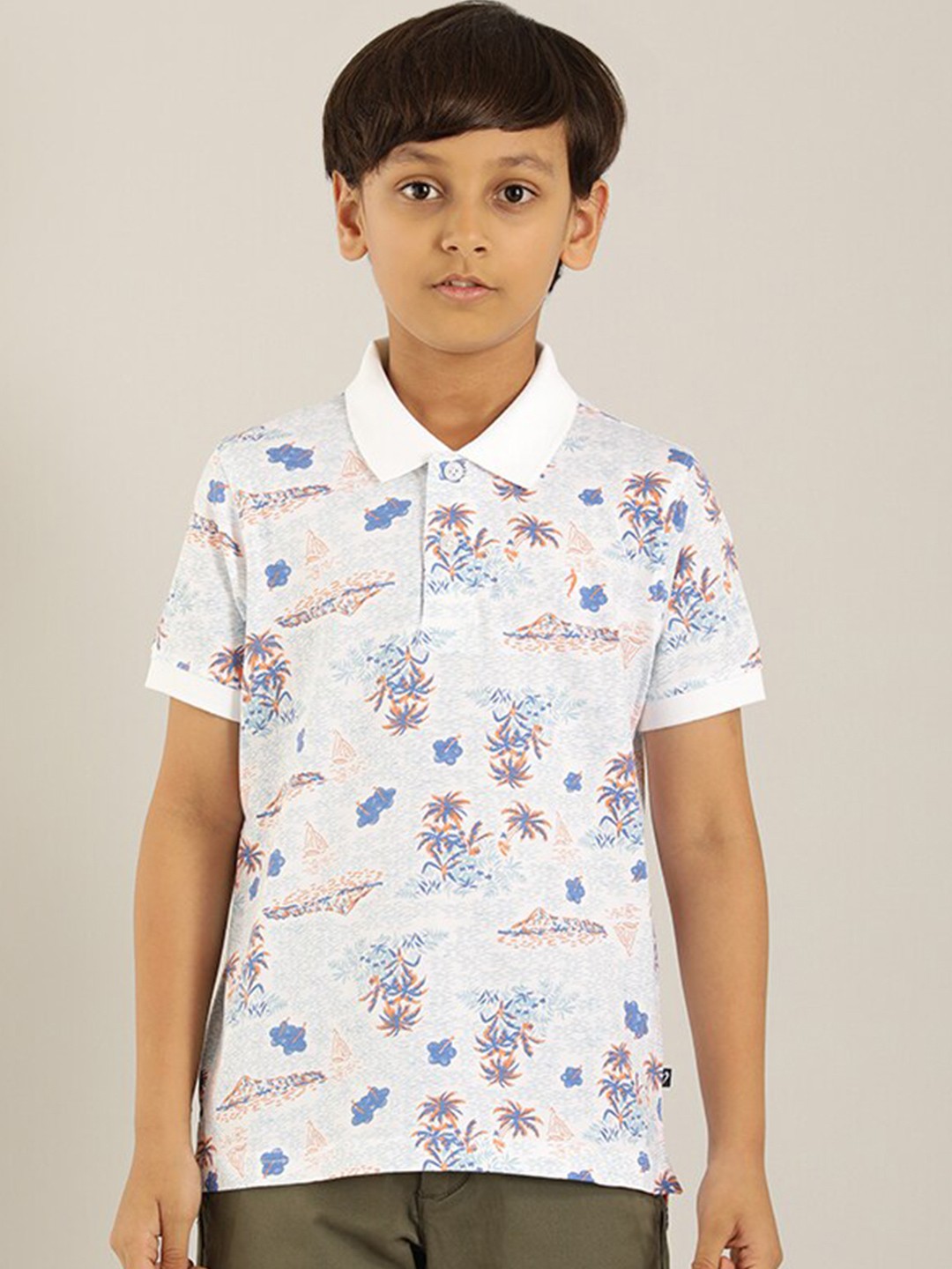 

Indian Terrain Boys Conversational Printed Cotton T-shirt, White