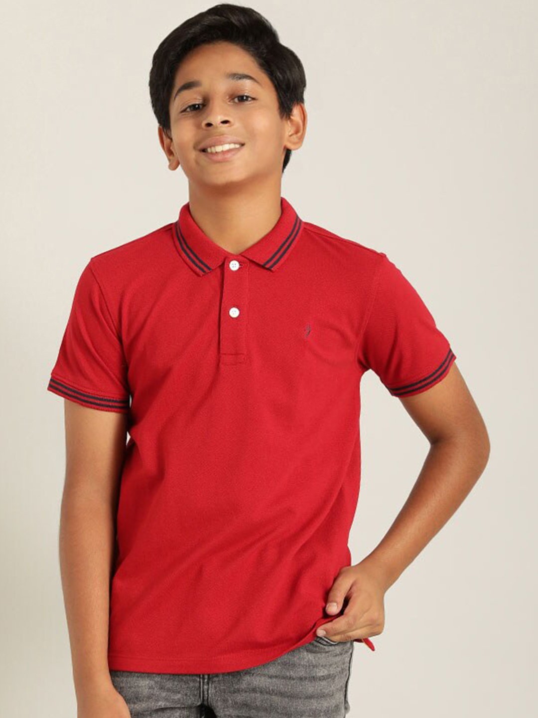 

Indian Terrain Boys Polo Collar Short Sleeves T-shirt, Red