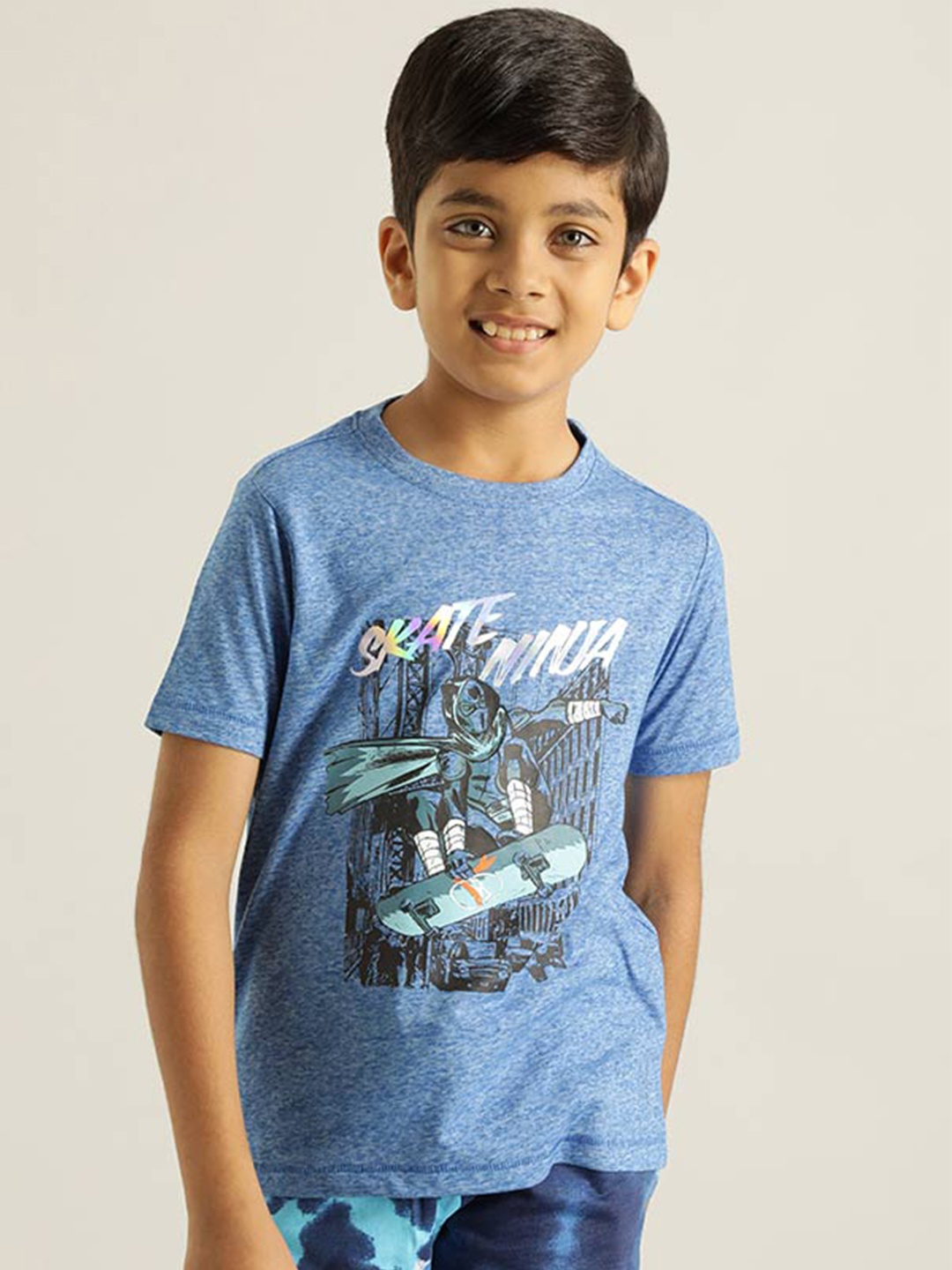 

Indian Terrain Boys Graphic Printed Round Neck T-shirt, Blue