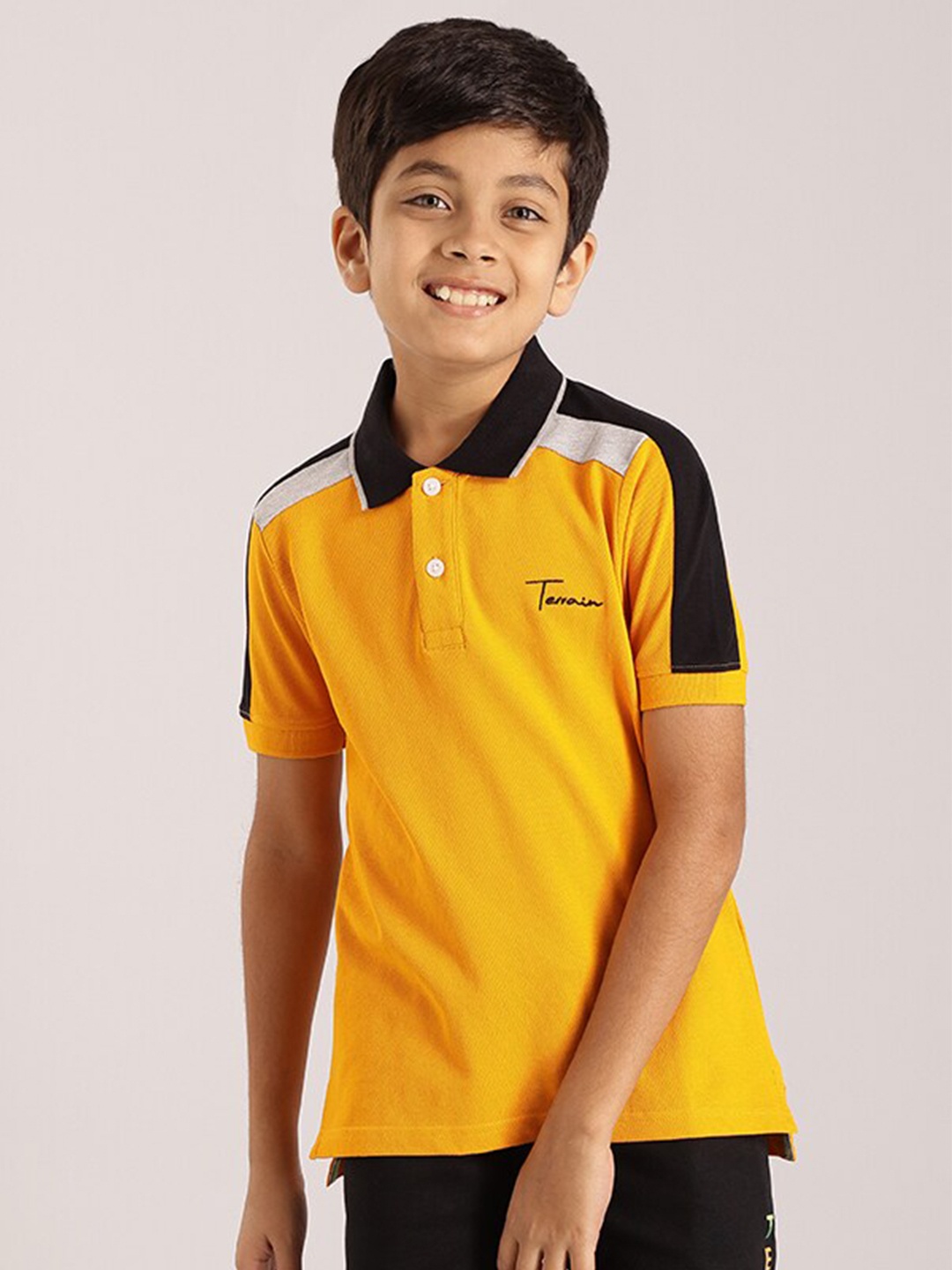 

Indian Terrain Boys Polo Collar Pure Cotton T-Shirt, Orange